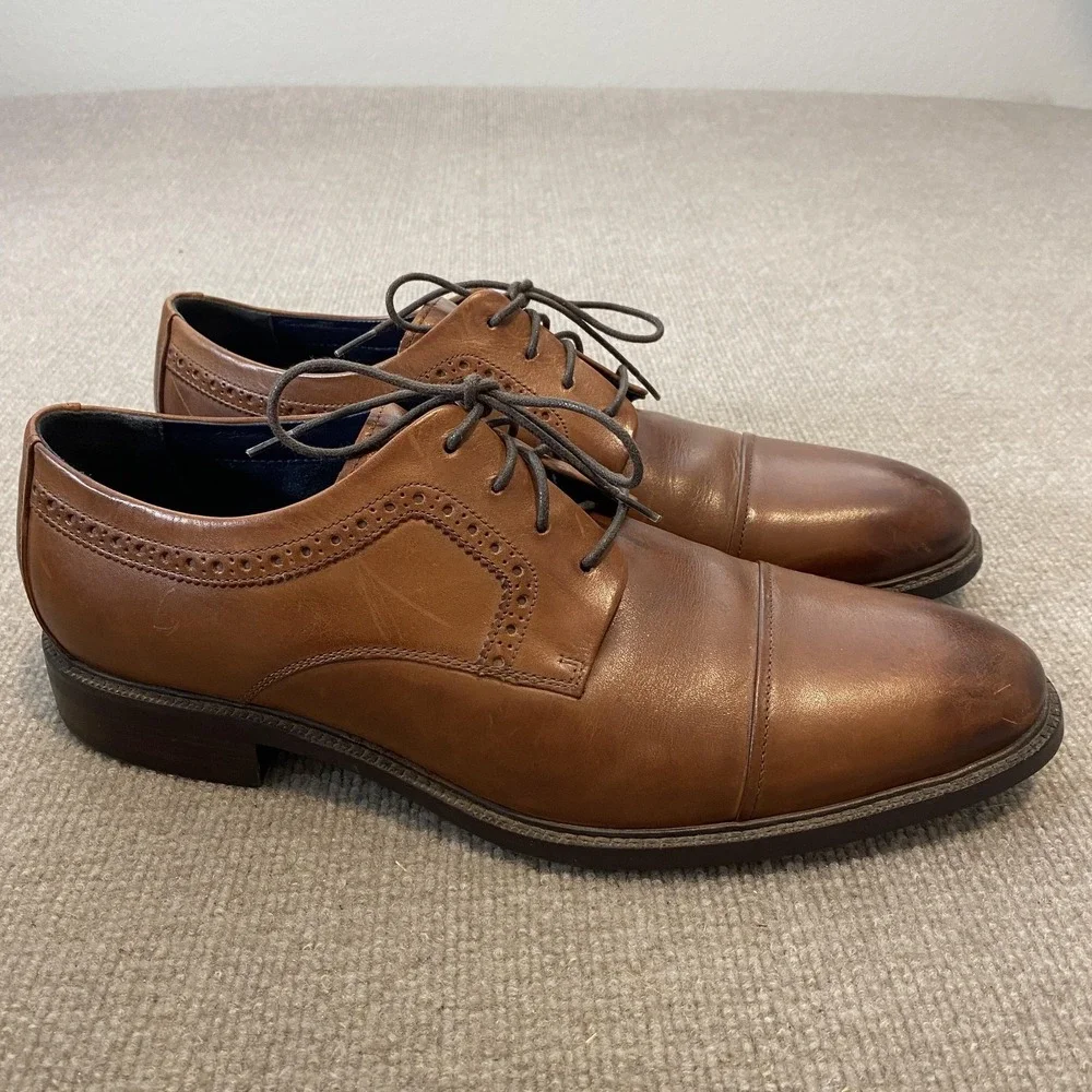 Cole Haan Grand.OS Shoes Mens Size 13‎ M Brown Leather Cap Toe Derby C28882